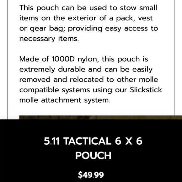 5.11 Tactical 6.6 Pouch. Black #58713. Excellent personal pouch ballistic vest. - Picture 3 of 5